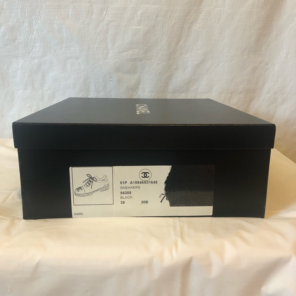 Chanel black leather sneakers # 94669 authentic in original box with dust bag - Picture 11 of 11
